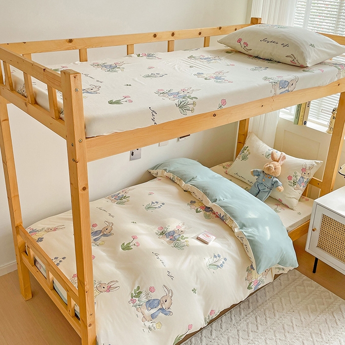 91家纺网 家纺一手货源 找家纺 纽缦家纺 2026新款A类水洗棉学生套件系列 兔sweet