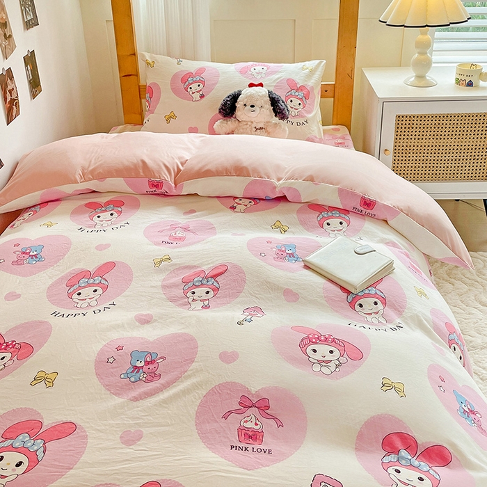 91家纺网 家纺一手货源 找家纺 纽缦家纺 2026新款A类水洗棉学生套件系列 小恋曲