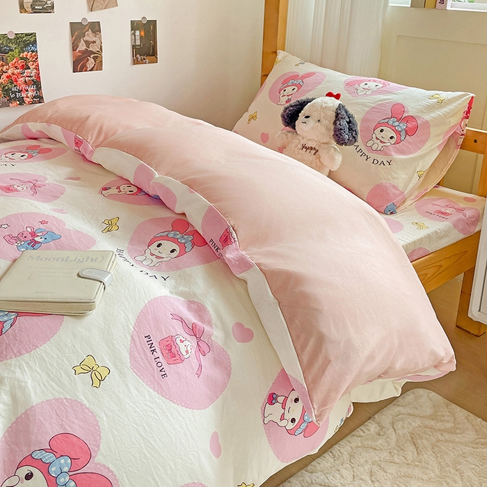 91家纺网 家纺一手货源 找家纺 纽缦家纺 2026新款A类水洗棉学生套件系列 小恋曲