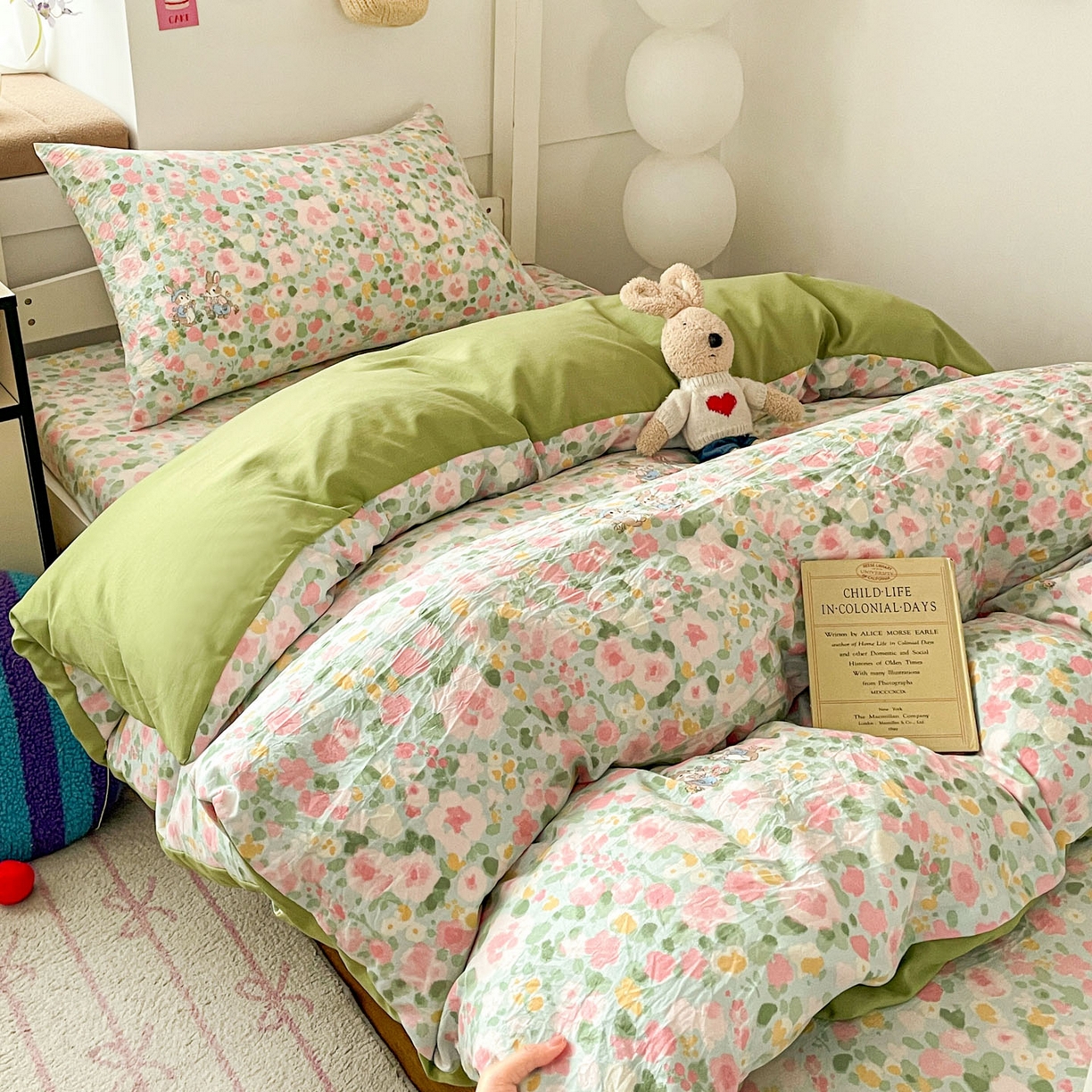 91家纺网 家纺一手货源 找家纺 纽缦家纺 2026新款A类水洗棉学生套件系列 小兔岛