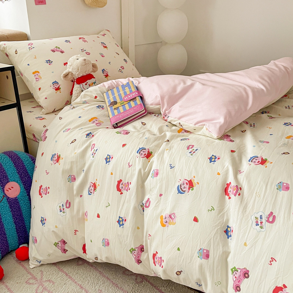 91家纺网 家纺一手货源 找家纺 纽缦家纺 2026新款A类水洗棉学生套件系列 小新控