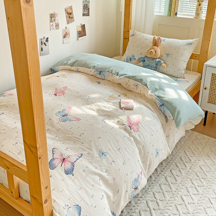 91家纺网 家纺一手货源 找家纺 纽缦家纺 2026新款A类水洗棉学生套件系列 星蝶物语