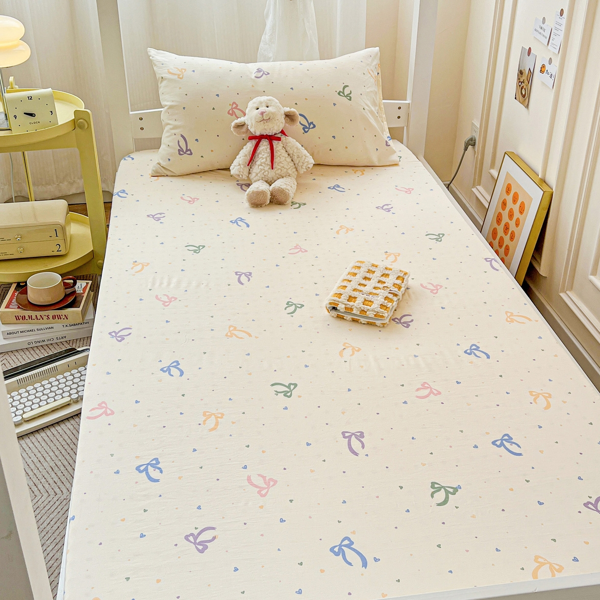 91家纺网 家纺一手货源 找家纺 纽缦家纺 2026新款A类水洗棉学生套件系列 星梦蝶结