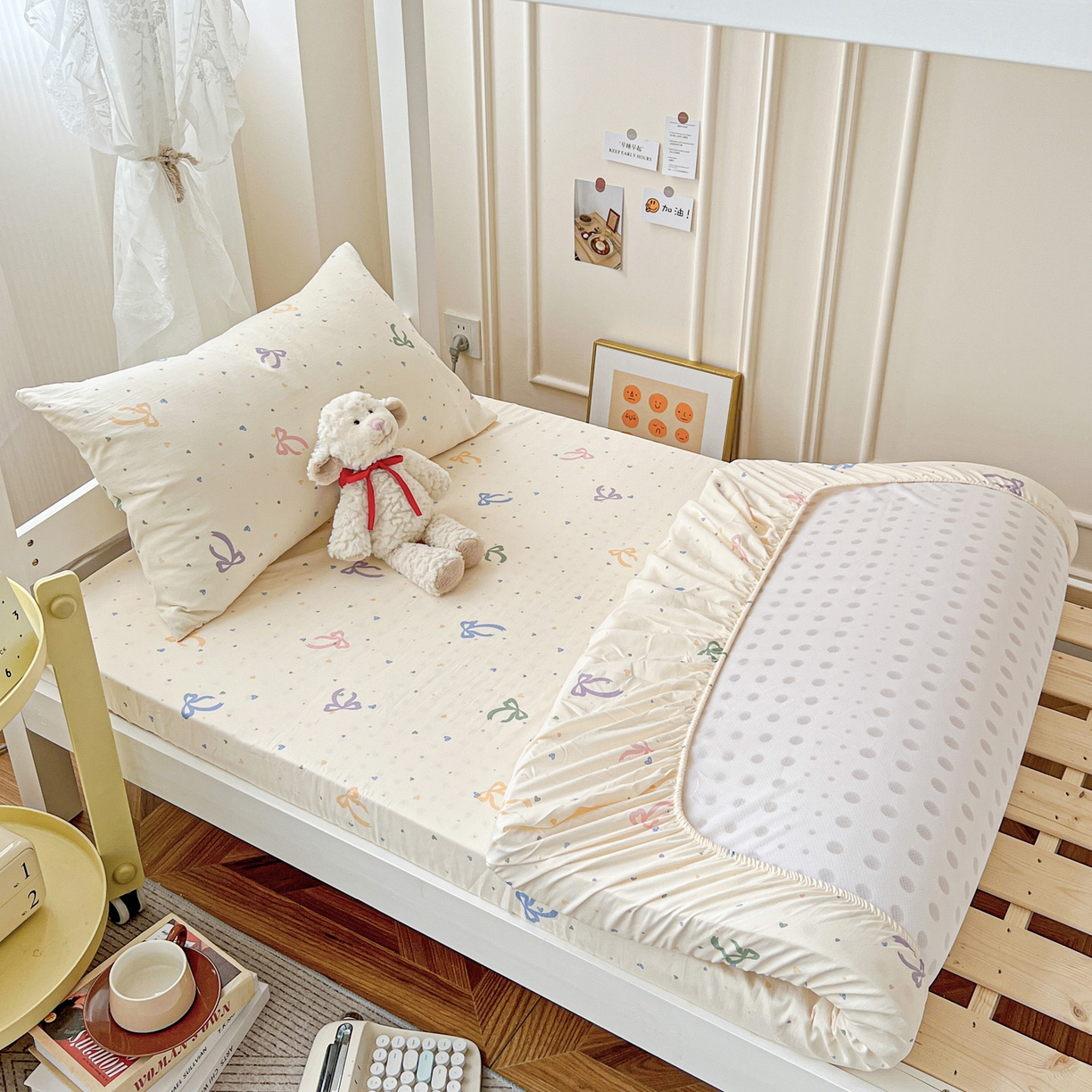 91家纺网 家纺一手货源 找家纺 纽缦家纺 2026新款A类水洗棉学生套件系列 星梦蝶结