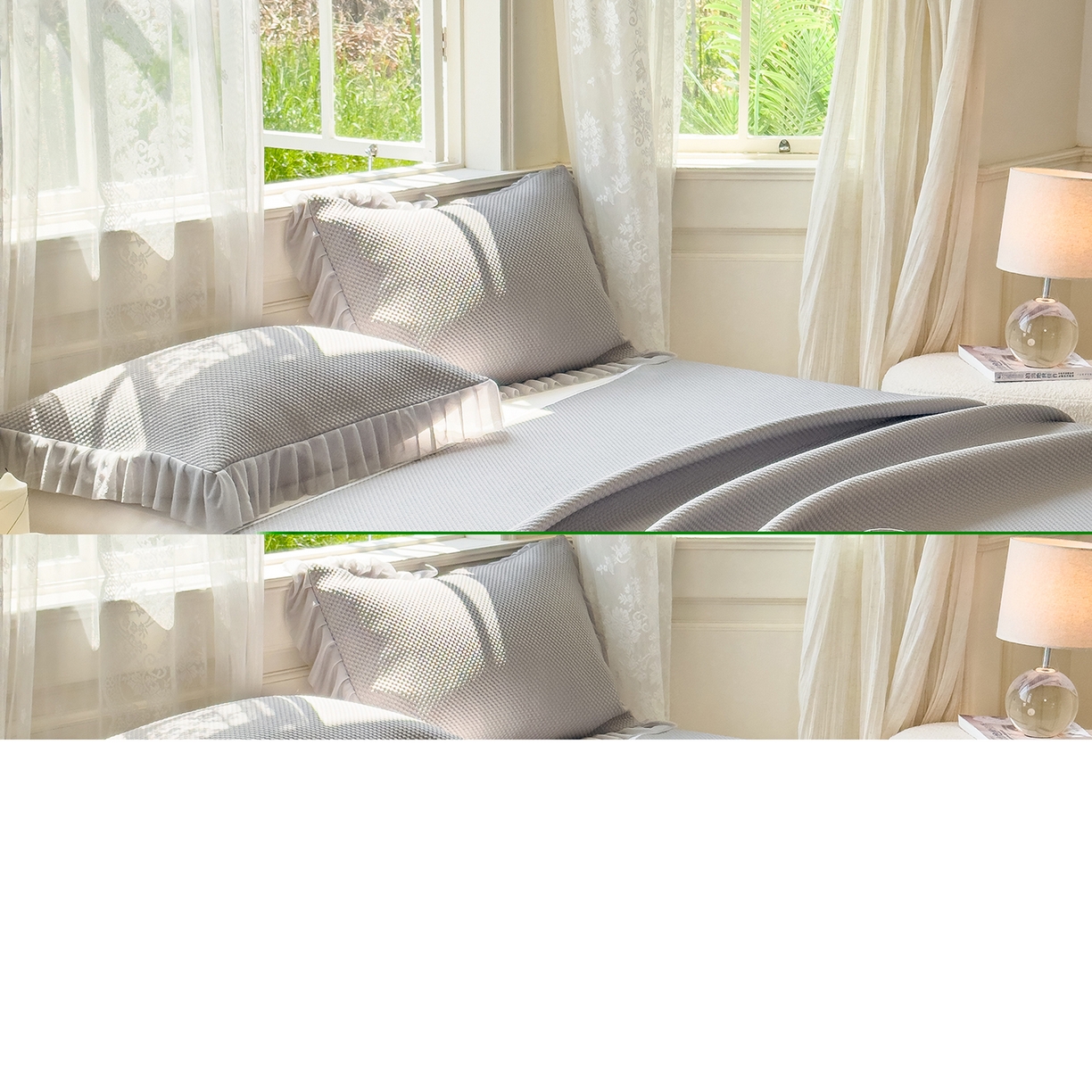 91家纺网 家纺一手货源 找家纺 恋尚羽家纺 2026新款高分子PE凉泡泡大床裙凉感席波浪冰豆豆凉席席子三件套-小欢喜系列 小欢喜-灰色