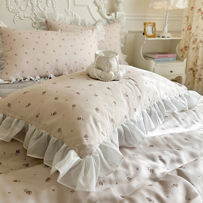 91家纺网 家纺一手货源 找家纺 （总）网红馆（ck家纺） 2026新款韩系巴黎纱印花床裙夏被四件套