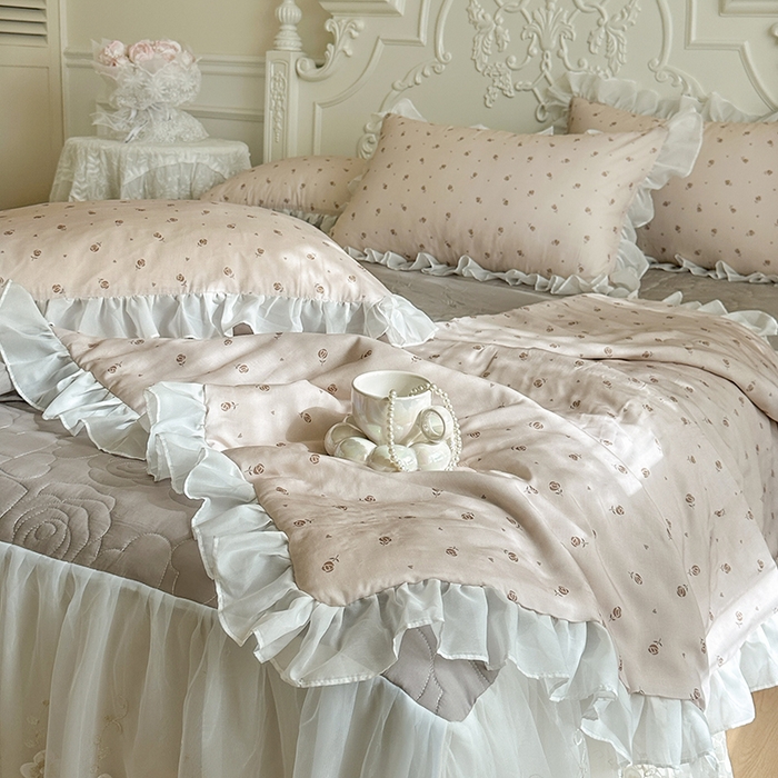 91家纺网 家纺一手货源 找家纺 （总）网红馆（ck家纺） 2026新款韩系巴黎纱印花床裙夏被四件套