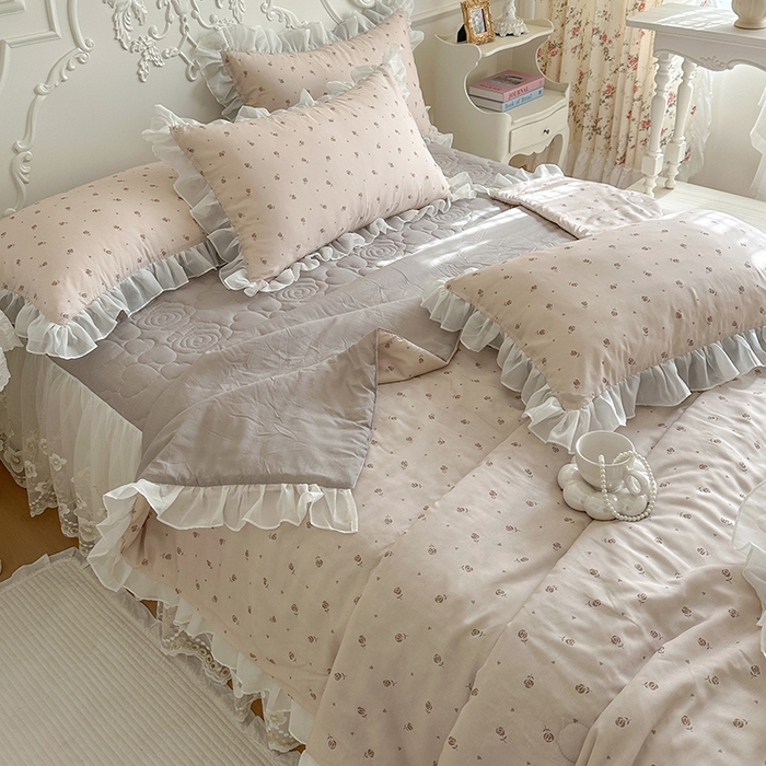 91家纺网 家纺一手货源 找家纺 （总）网红馆（ck家纺） 2026新款韩系巴黎纱印花床裙夏被四件套