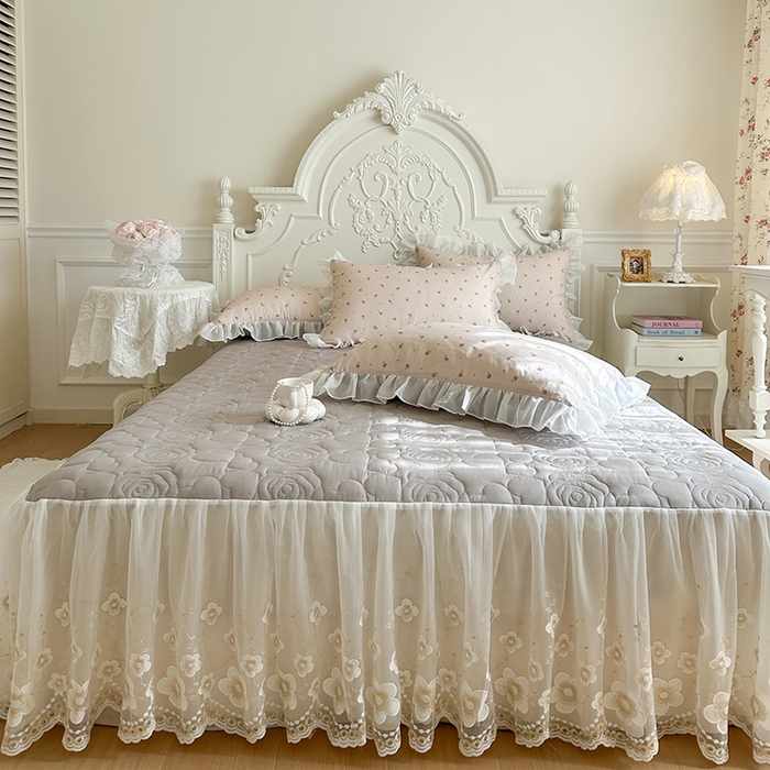 91家纺网 家纺一手货源 找家纺 （总）网红馆（ck家纺） 2026新款韩系巴黎纱印花床裙夏被四件套