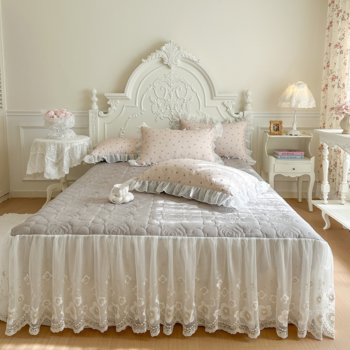 91家纺网 家纺一手货源 找家纺 （总）网红馆（ck家纺） 2026新款韩系巴黎纱印花床裙夏被四件套