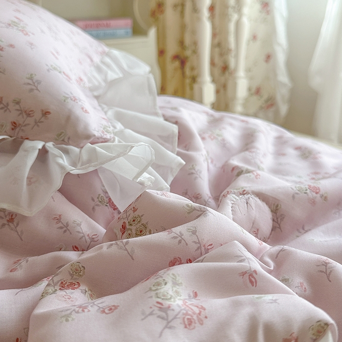 91家纺网 家纺一手货源 找家纺 网红馆（ck家纺） 2026新款韩系巴黎纱印花床裙夏被四件套 允夏