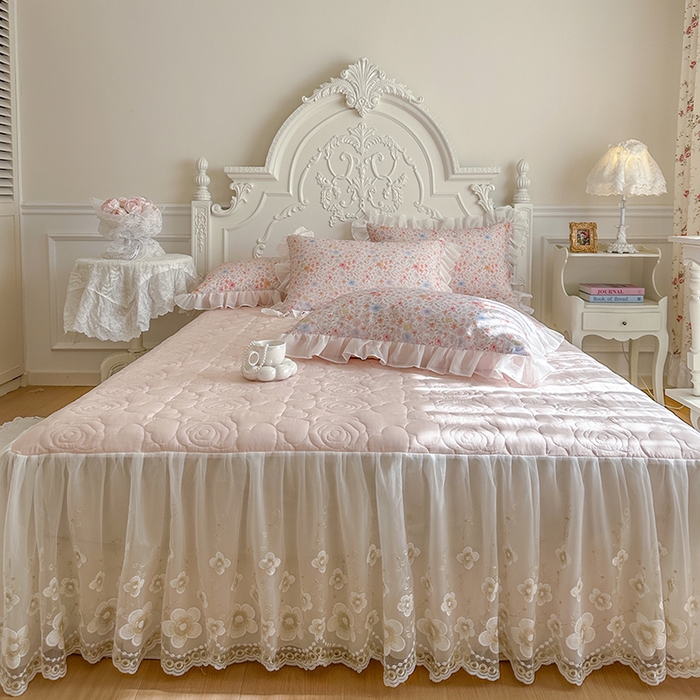 91家纺网 家纺一手货源 找家纺 网红馆（ck家纺） 2026新款韩系巴黎纱印花床裙夏被四件套 梦露