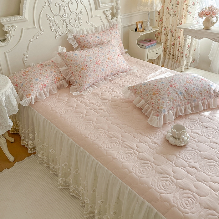 91家纺网 家纺一手货源 找家纺 网红馆（ck家纺） 2026新款韩系巴黎纱印花床裙夏被四件套 梦露