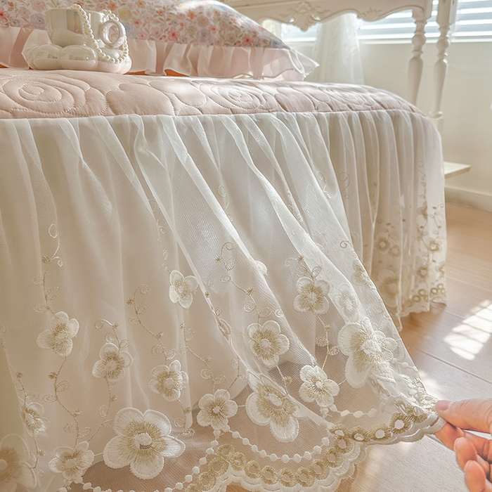 91家纺网 家纺一手货源 找家纺 网红馆（ck家纺） 2026新款韩系巴黎纱印花床裙夏被四件套 梦露