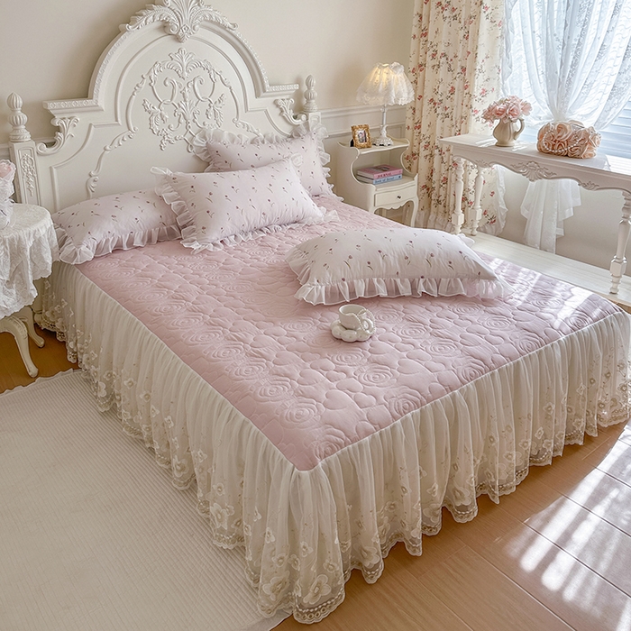 91家纺网 家纺一手货源 找家纺 网红馆（ck家纺） 2026新款韩系巴黎纱印花床裙夏被四件套 薇朵