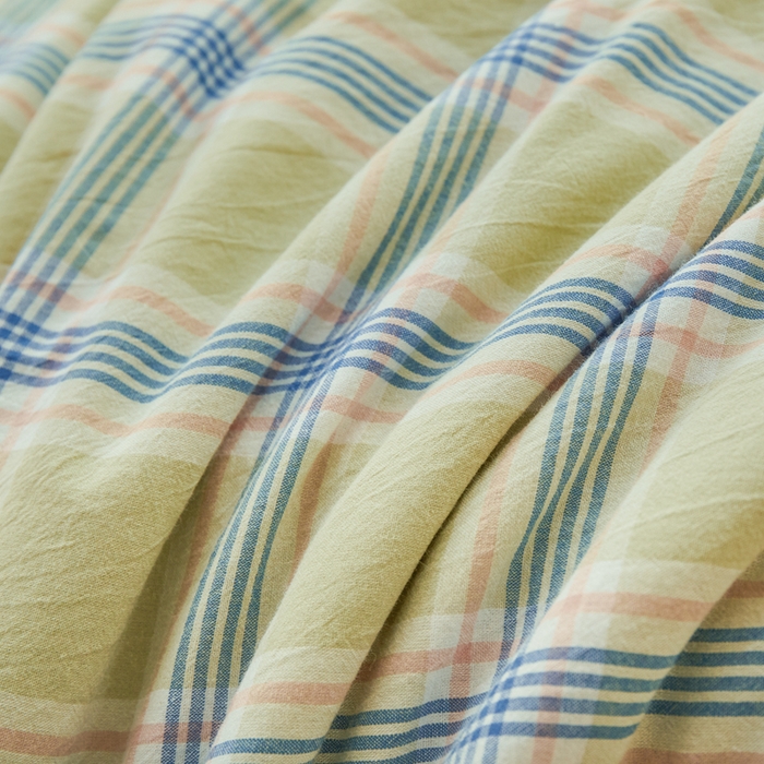 91家纺网 家纺一手货源 找家纺 雅萱家纺 2026新款全棉色织水洗棉棉花夏被 山野间 棉花夏被四件套