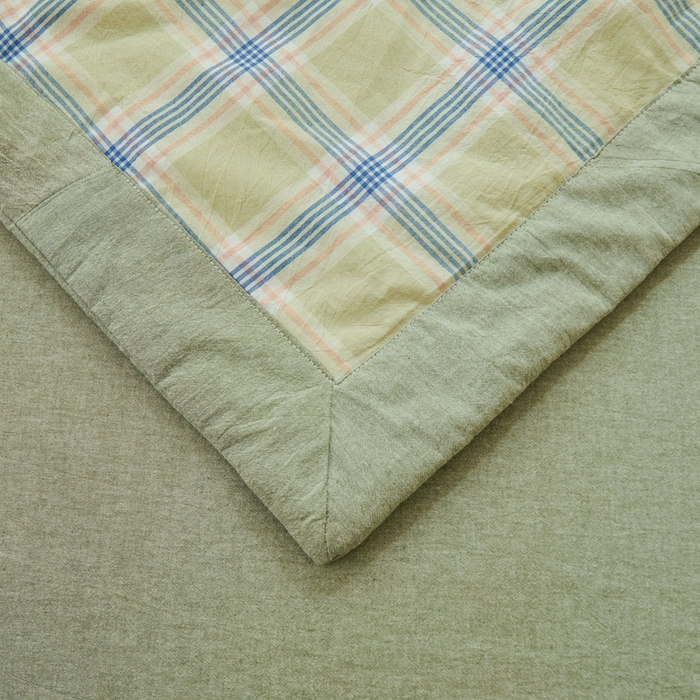 91家纺网 家纺一手货源 找家纺 雅萱家纺 2026新款全棉色织水洗棉棉花夏被 山野间 棉花夏被四件套