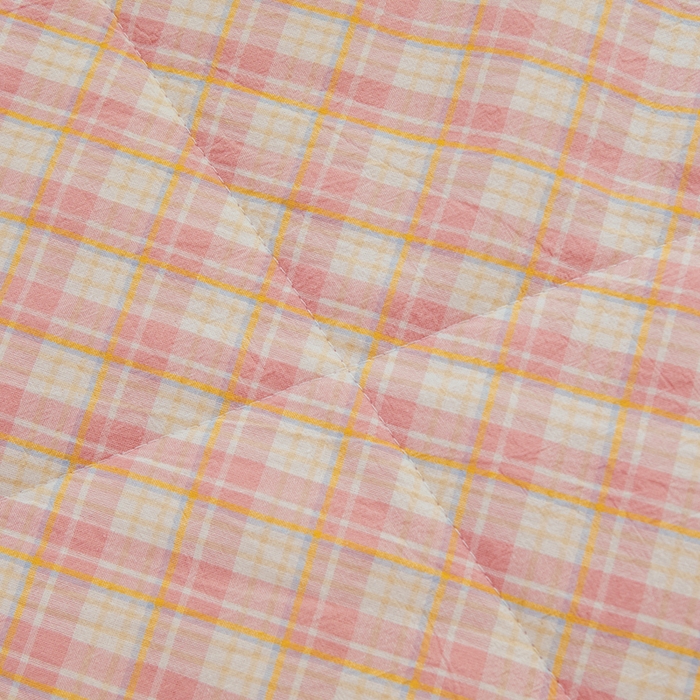 91家纺网 家纺一手货源 找家纺 雅萱家纺 2026新款全棉色织水洗棉棉花夏被 小格-粉 棉花夏被四件套