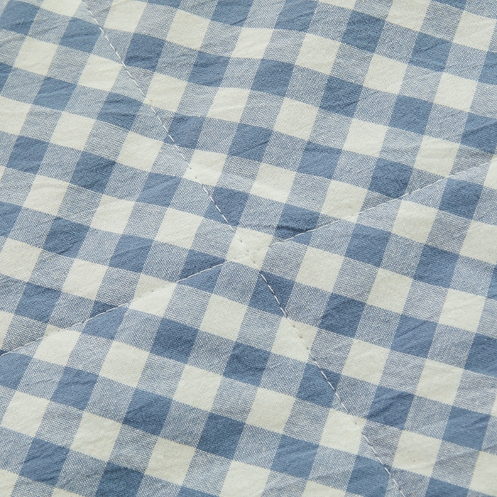 91家纺网 家纺一手货源 找家纺 雅萱家纺 2026新款全棉色织水洗棉棉花夏被 小格-蓝 棉花夏被四件套