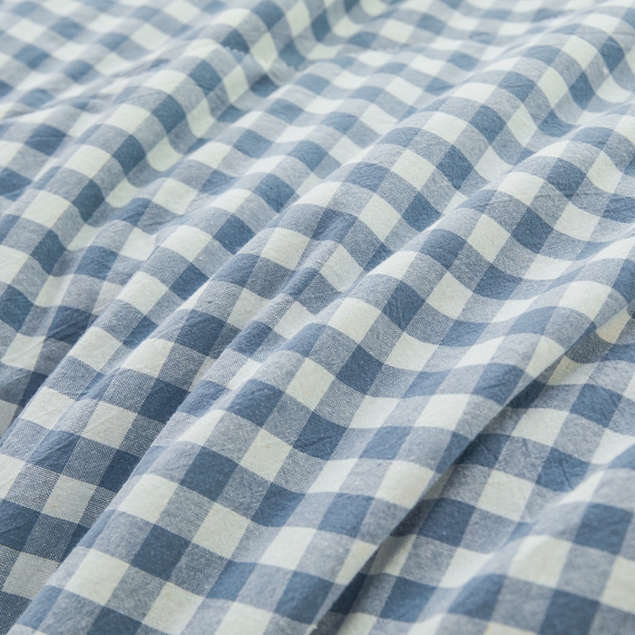91家纺网 家纺一手货源 找家纺 雅萱家纺 2026新款全棉色织水洗棉棉花夏被 小格-蓝 棉花夏被四件套