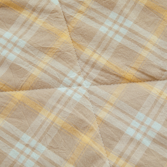 91家纺网 家纺一手货源 找家纺 雅萱家纺 2026新款全棉色织水洗棉棉花夏被 意境-卡其 棉花夏被四件套