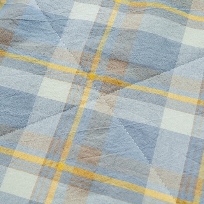 91家纺网 家纺一手货源 找家纺 雅萱家纺 2026新款全棉色织水洗棉棉花夏被 意境-兰星格 棉花夏被四件套