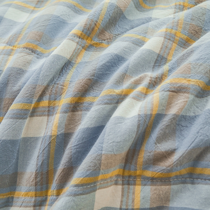 91家纺网 家纺一手货源 找家纺 雅萱家纺 2026新款全棉色织水洗棉棉花夏被 意境-兰星格 棉花夏被四件套