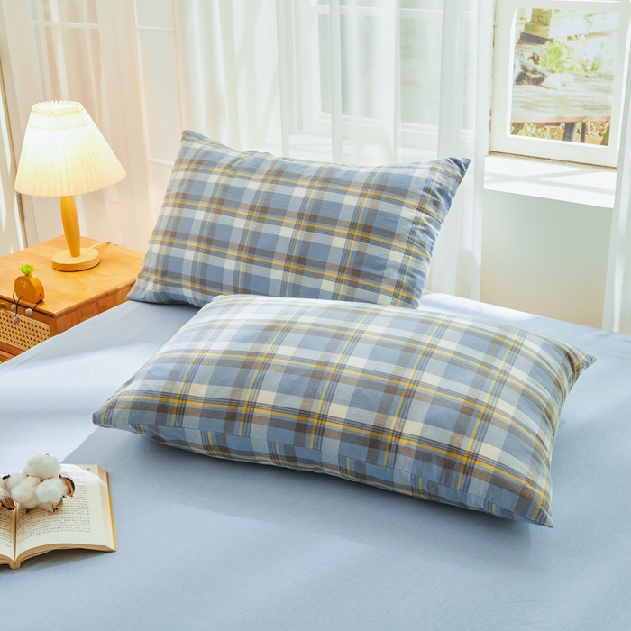 91家纺网 家纺一手货源 找家纺 雅萱家纺 2026新款全棉色织水洗棉棉花夏被 意境-兰星格 棉花夏被四件套