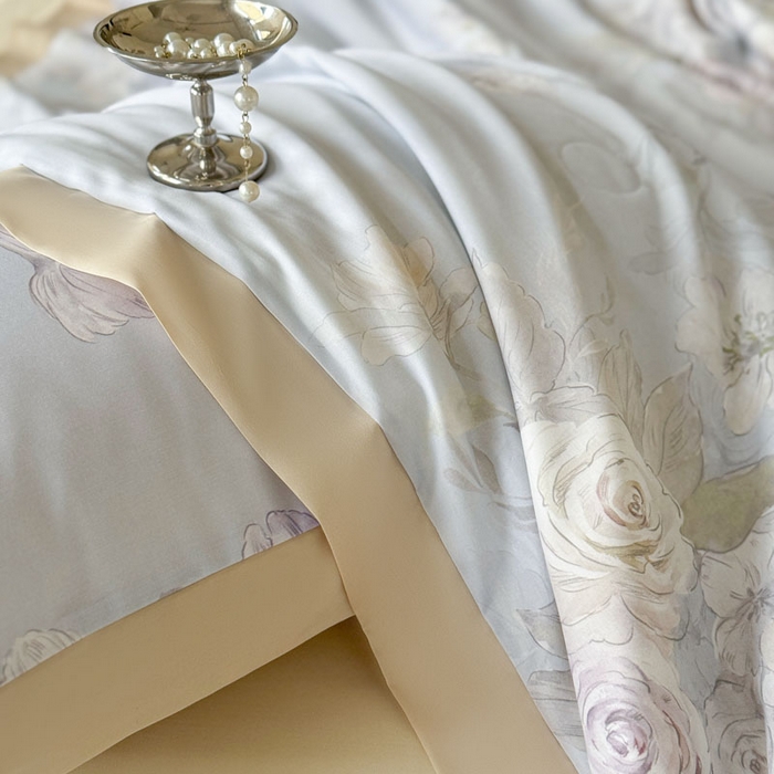 91家纺网 家纺一手货源 找家纺 莱豫家纺 2026新款莱赛尔天丝夏被四件套 暗香绘