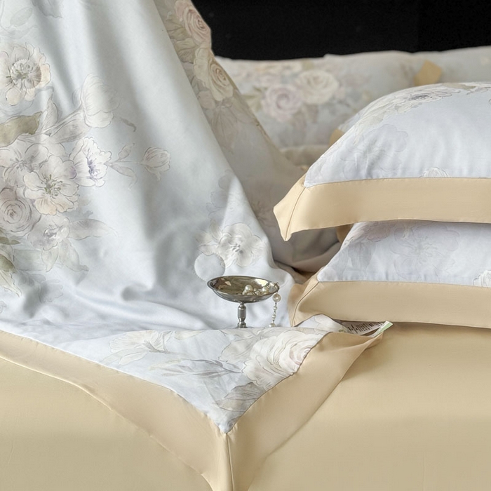 91家纺网 家纺一手货源 找家纺 莱豫家纺 2026新款莱赛尔天丝夏被四件套 暗香绘