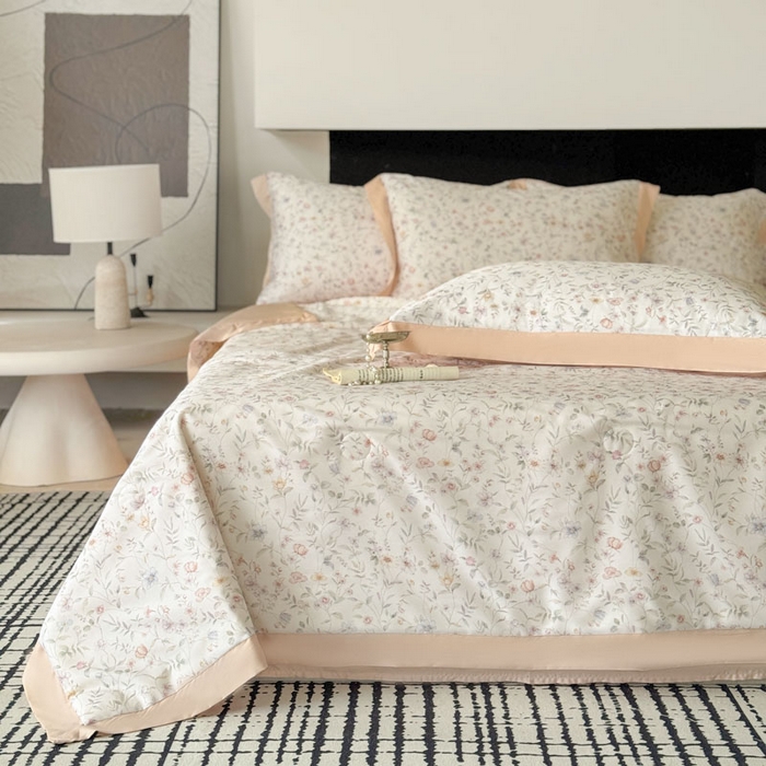 91家纺网 家纺一手货源 找家纺 莱豫家纺 2026新款莱赛尔天丝夏被四件套 茶颜悦色