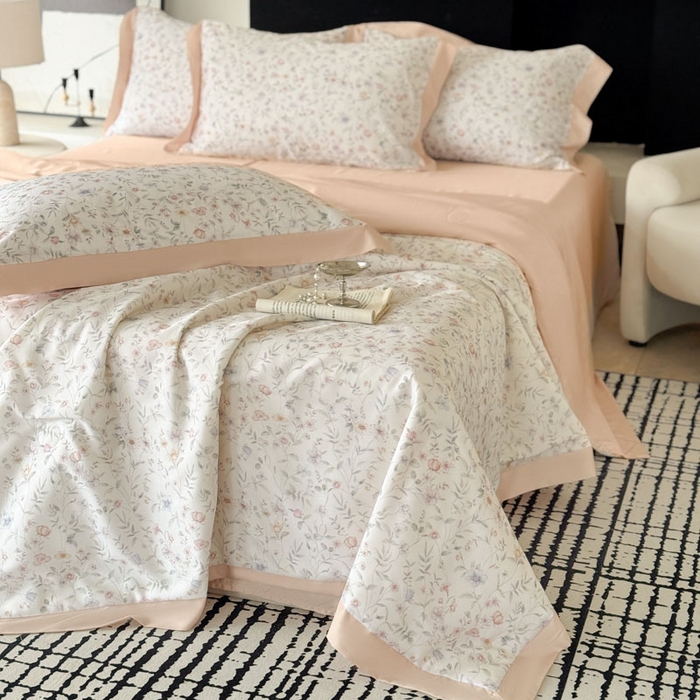 91家纺网 家纺一手货源 找家纺 莱豫家纺 2026新款莱赛尔天丝夏被四件套 茶颜悦色