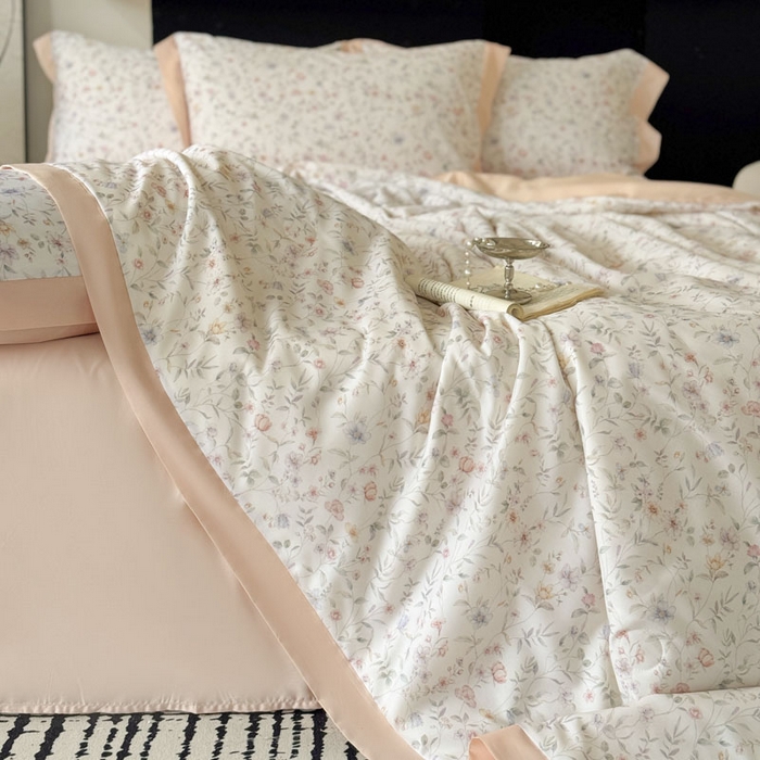 91家纺网 家纺一手货源 找家纺 莱豫家纺 2026新款莱赛尔天丝夏被四件套 茶颜悦色