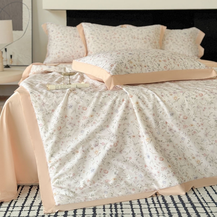 91家纺网 家纺一手货源 找家纺 莱豫家纺 2026新款莱赛尔天丝夏被四件套 茶颜悦色