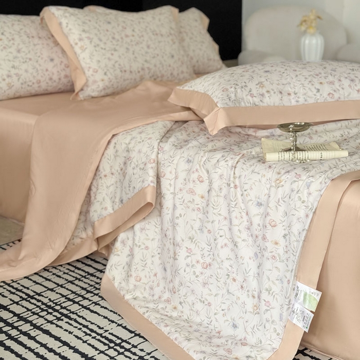 91家纺网 家纺一手货源 找家纺 莱豫家纺 2026新款莱赛尔天丝夏被四件套 茶颜悦色