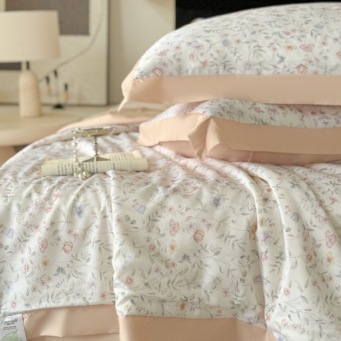 91家纺网 家纺一手货源 找家纺 莱豫家纺 2026新款莱赛尔天丝夏被四件套 茶颜悦色