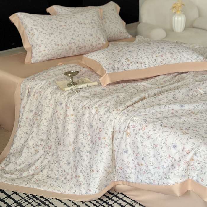 91家纺网 家纺一手货源 找家纺 莱豫家纺 2026新款莱赛尔天丝夏被四件套 茶颜悦色