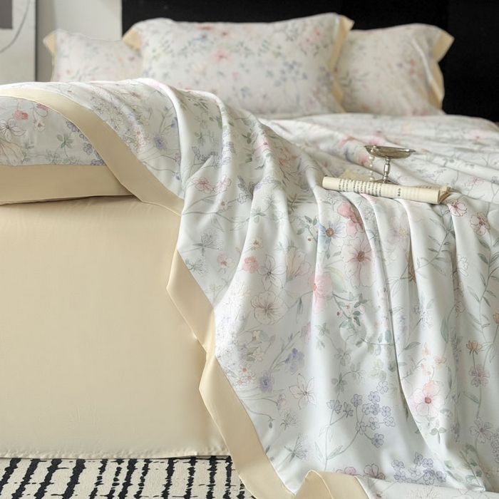 91家纺网 家纺一手货源 找家纺 莱豫家纺 2026新款莱赛尔天丝夏被四件套 春时花宴