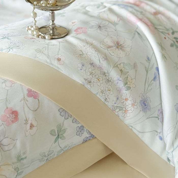 91家纺网 家纺一手货源 找家纺 莱豫家纺 2026新款莱赛尔天丝夏被四件套 春时花宴