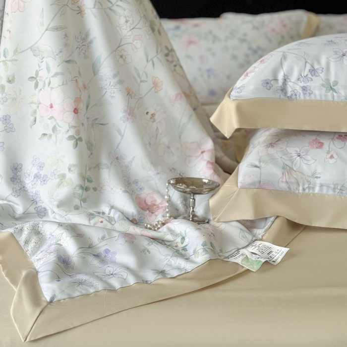 91家纺网 家纺一手货源 找家纺 莱豫家纺 2026新款莱赛尔天丝夏被四件套 春时花宴