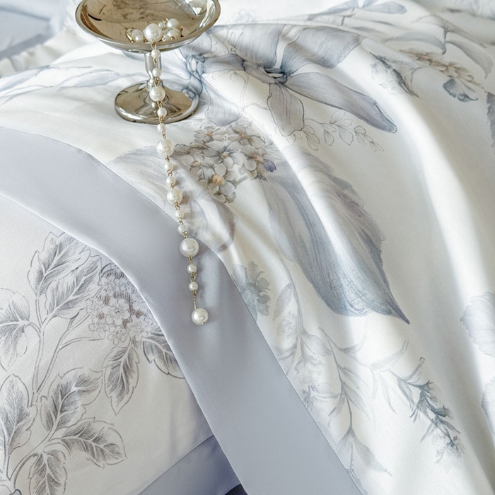 91家纺网 家纺一手货源 找家纺 莱豫家纺 2026新款莱赛尔天丝夏被四件套 春意然蓝