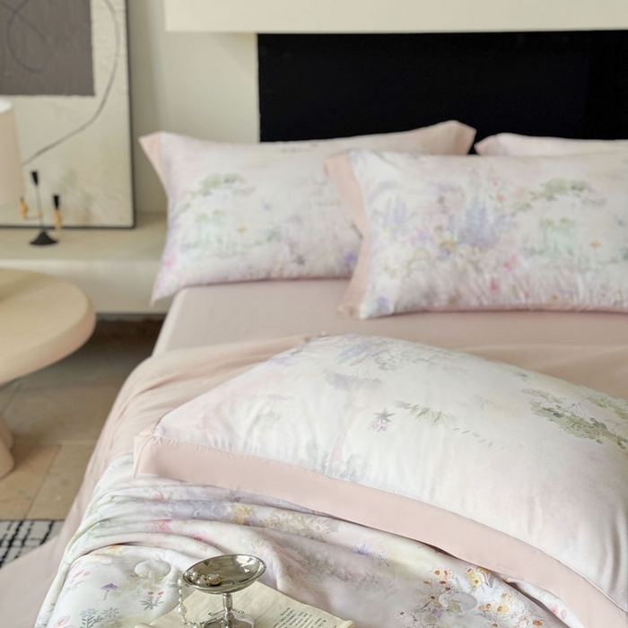 91家纺网 家纺一手货源 找家纺 莱豫家纺 2026新款莱赛尔天丝夏被四件套 蝶漫柔境