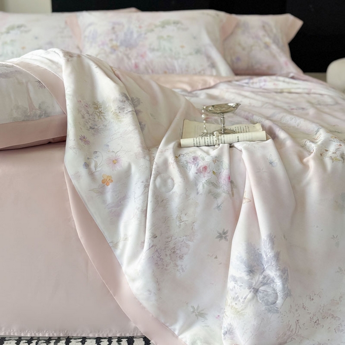 91家纺网 家纺一手货源 找家纺 莱豫家纺 2026新款莱赛尔天丝夏被四件套 蝶漫柔境