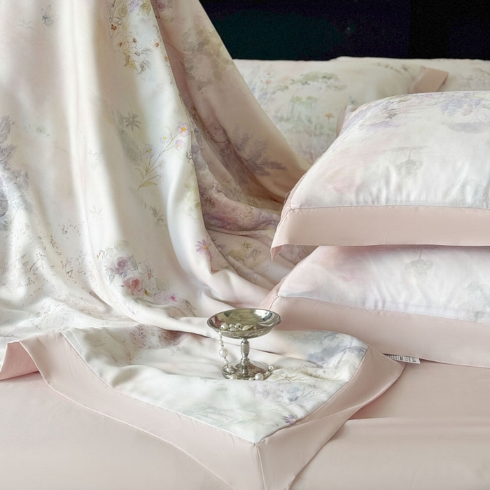 91家纺网 家纺一手货源 找家纺 莱豫家纺 2026新款莱赛尔天丝夏被四件套 蝶漫柔境