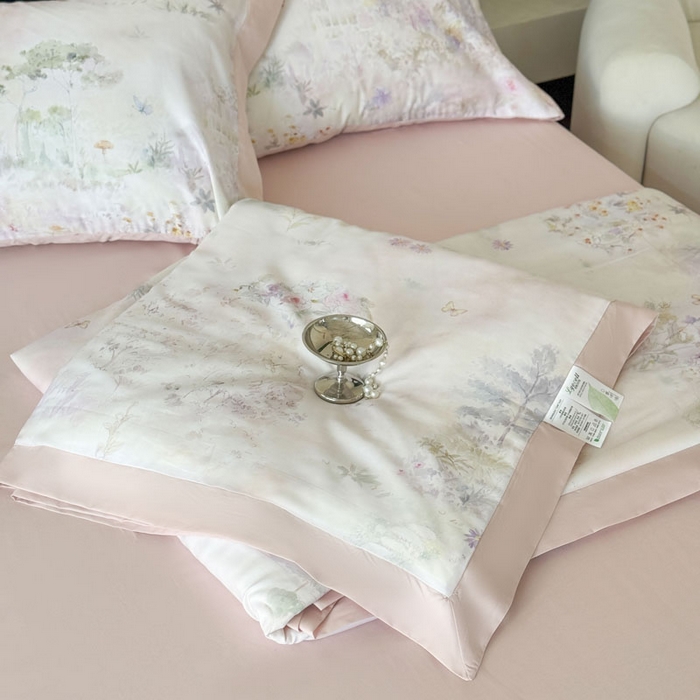 91家纺网 家纺一手货源 找家纺 莱豫家纺 2026新款莱赛尔天丝夏被四件套 蝶漫柔境