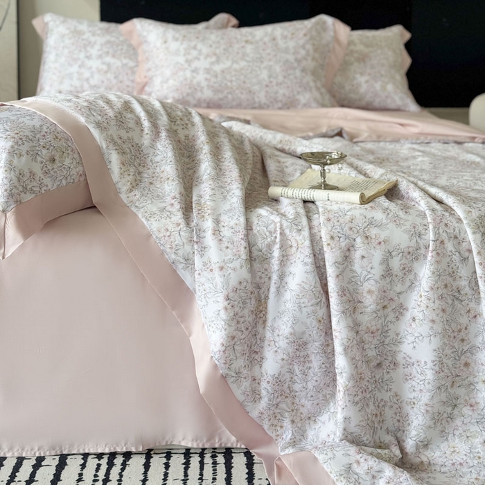 91家纺网 家纺一手货源 找家纺 莱豫家纺 2026新款莱赛尔天丝夏被四件套 花漾里粉