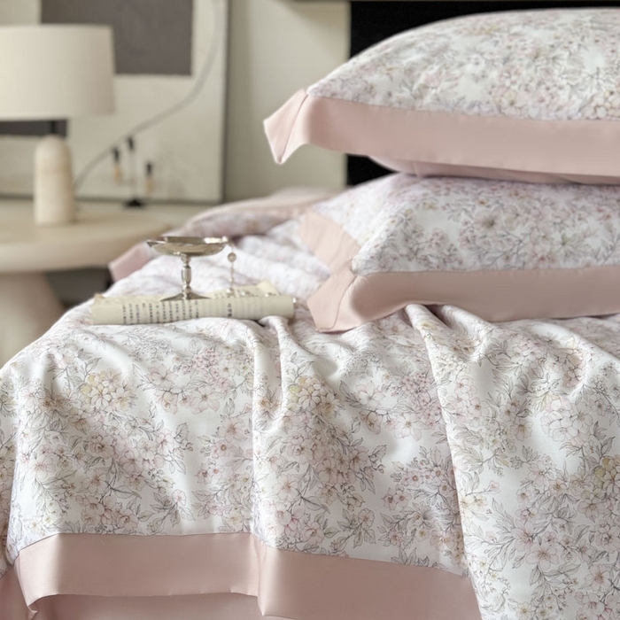 91家纺网 家纺一手货源 找家纺 莱豫家纺 2026新款莱赛尔天丝夏被四件套 花漾里粉