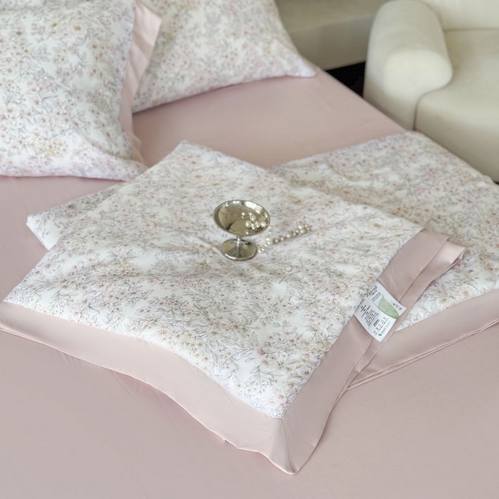 91家纺网 家纺一手货源 找家纺 莱豫家纺 2026新款莱赛尔天丝夏被四件套 花漾里粉