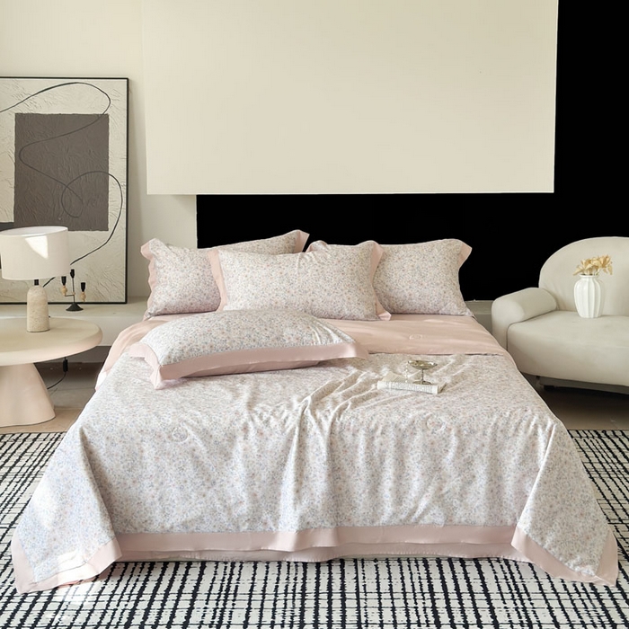 莱豫家纺 2026新款莱赛尔天丝夏被四件套 漫菲粉