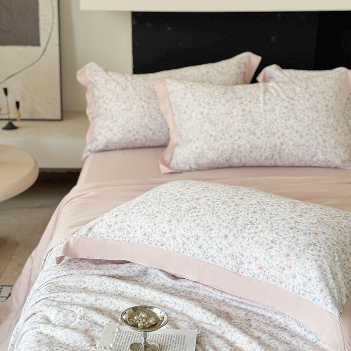 91家纺网 家纺一手货源 找家纺 莱豫家纺 2026新款莱赛尔天丝夏被四件套 漫菲粉